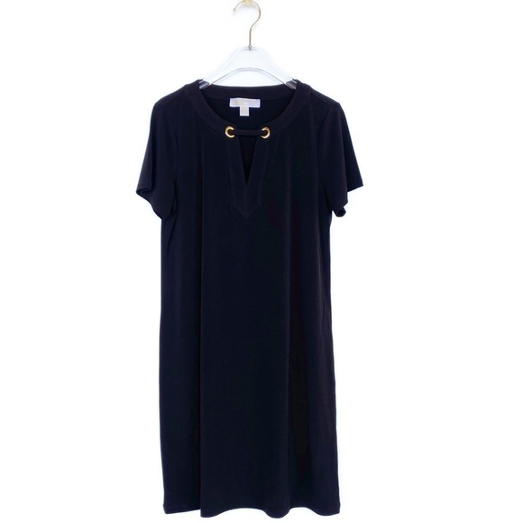 Michael Michael Kors Little Black Dress gold accents Womens size M - Picture 1 of 8